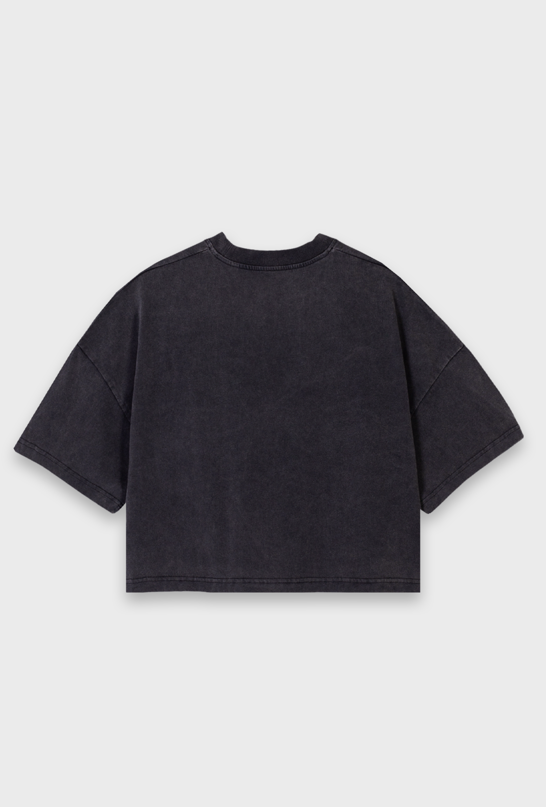 rollr oversized vintage black cropped tee for women by roller clothing, with rollr logo and style that moves printed tagline